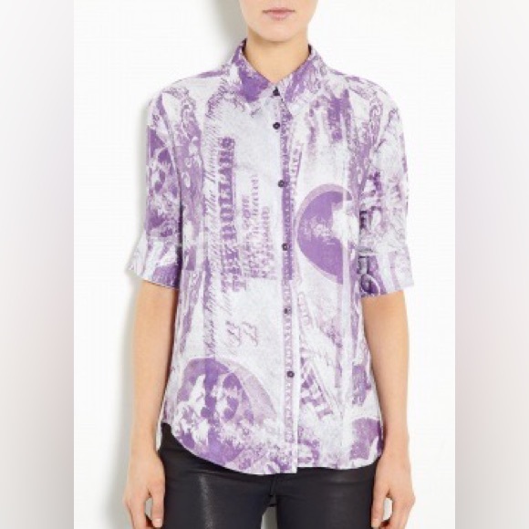 Acne money print ss button up, size 36 - Picture 1 of 3